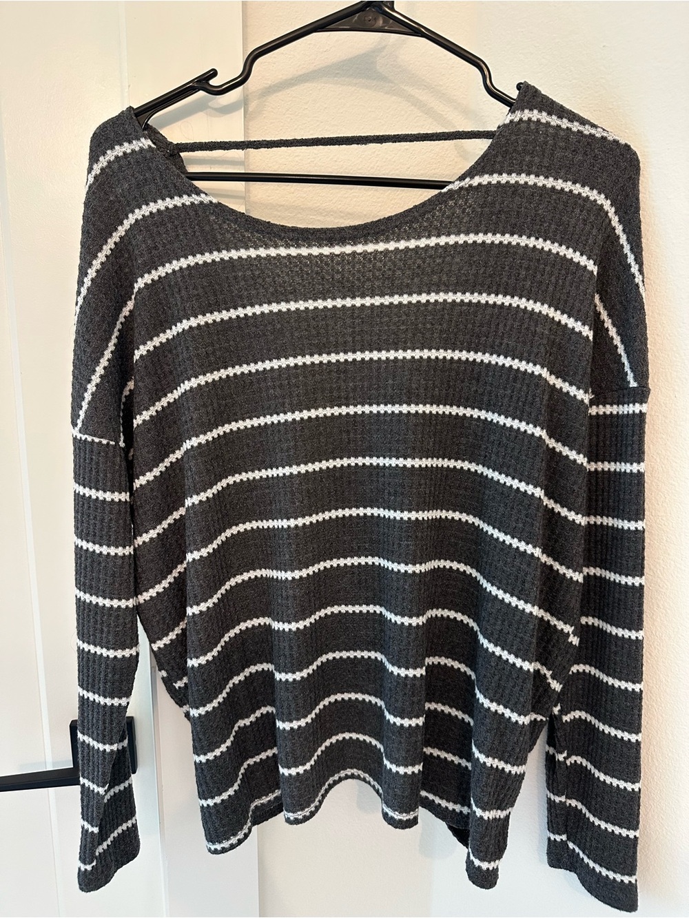 BKE Black & White Striped Open Back Sweater